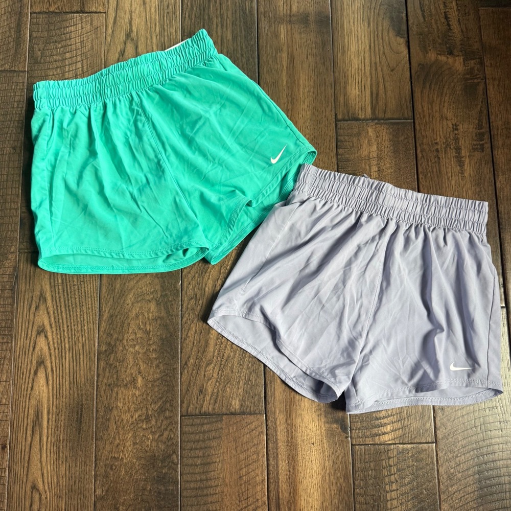 Nike One Kids Loose Fit Training Shorts 2 Pack Teal Lavender DX4967-519 NWT M